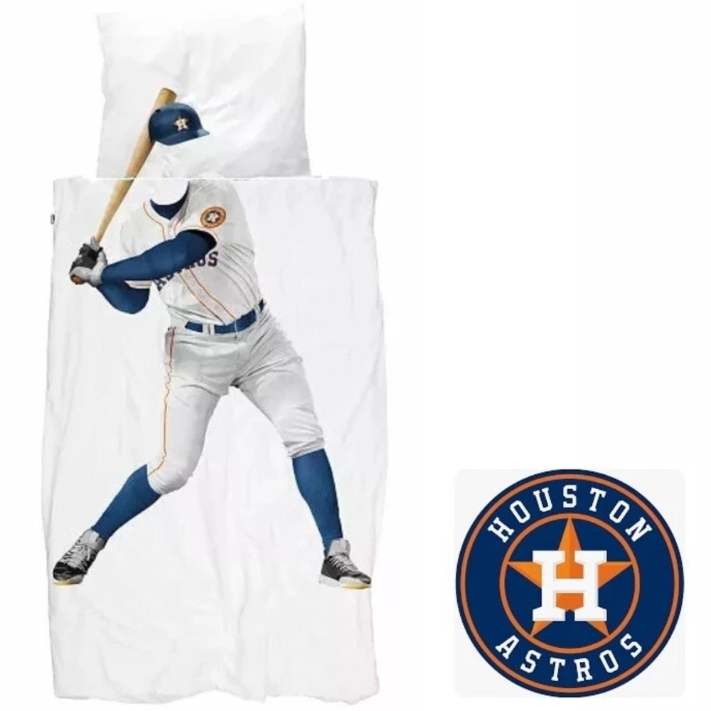 Snurk Baseball Duvet and Pillow Cover Set Houston Astros Full/Queen BRAND NEW